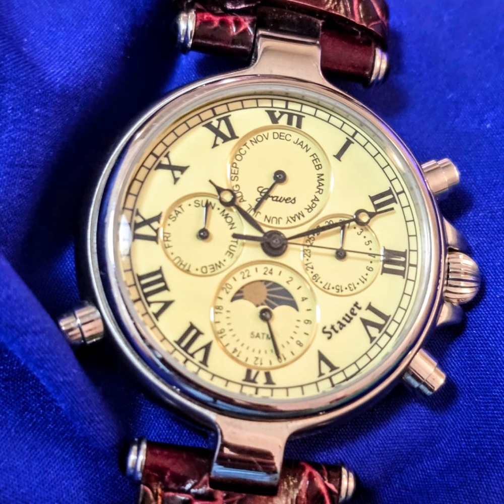 Stauer Noire Automatic Mens Watch 13372 – Vintage Style Brand New Moonphase